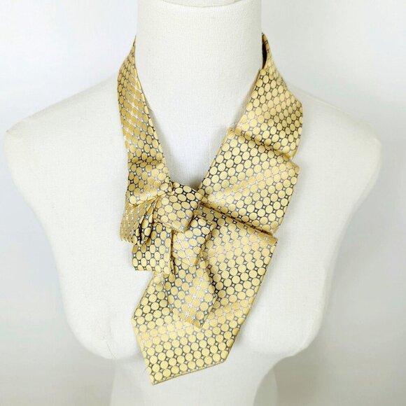 Ogsplosh Ascot Tie - Yellow Polka Dot Silk Scarf - Women's Silk Cravat - NEW - Picture 5 of 6